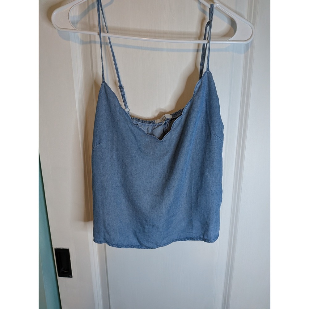 Iris Basic Women Light Blue Lyocell Cami Tank Top Adjustable Strap IBET234-L M